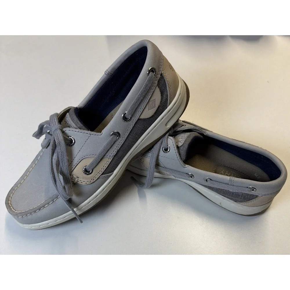 Sperry Top Sider Boat Shoes Womens 5 Gray‎ Angelfish Linen Slip-On STS83598